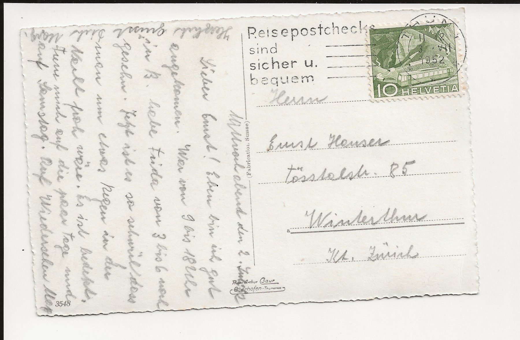 Cartoline postali: AK 1952 Hilterfingen am Thunersee – Usato da Greifensee venduto da 315WDO 1