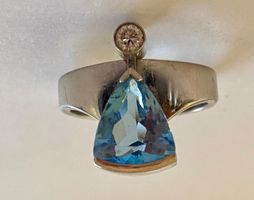 Aquamarin Brillant Ring 18K Weissgold