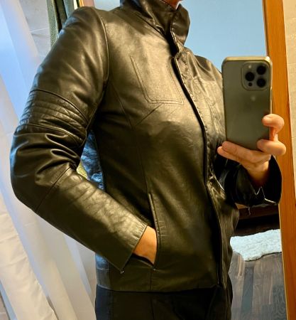 Bikerjacke, Lederjacke, warm,  sportlich, grün, Cinque, gr 3