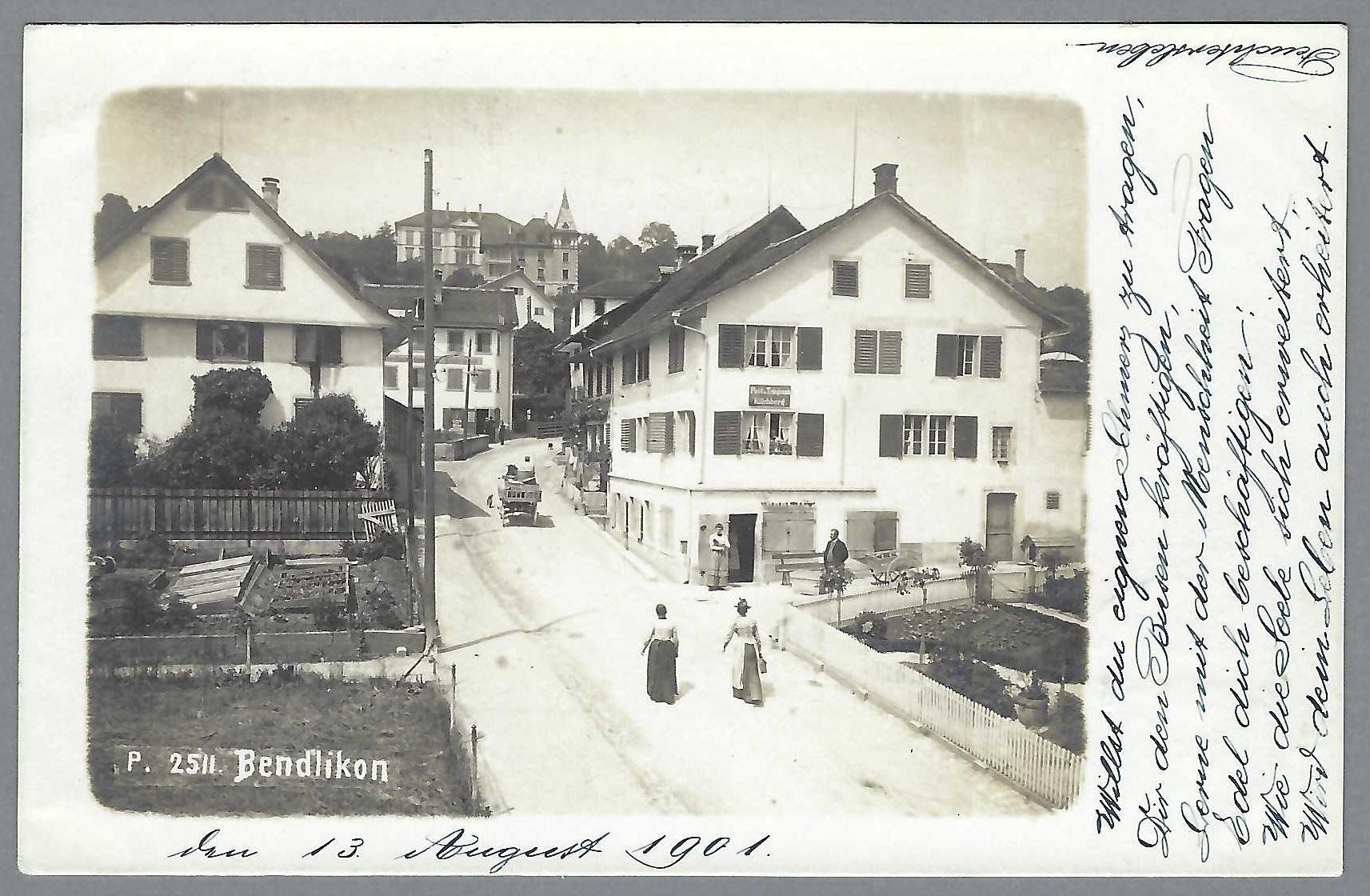 Cartoline postali: 1901, BENDLIKON, POST u. TELEGRAPH KILCHBERG – Usato da Pura venduto da ulisse1957