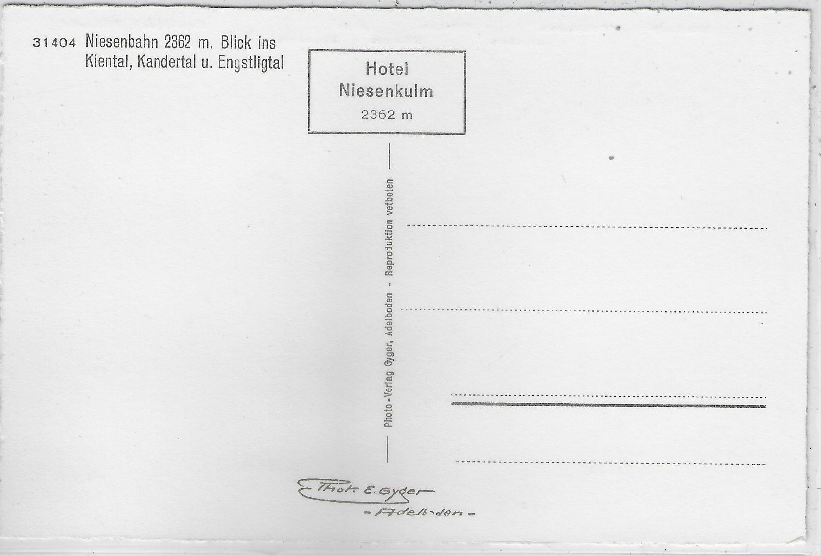 Cartoline postali: Niesenbahn - Blick ins Kiental - Photo: E. Gyger – Usato da Ettingen venduto da Kartenplanet 1