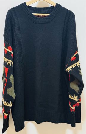 Maglione nuovo nero fantasia geometrica taglia XXL
