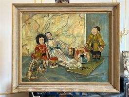 grosses Oelbild "Kinderstube" von Alice Perrenoud 1887-1976