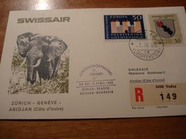 Erstflug 1965 Zch-Abidjan, Swissair, Marken FL