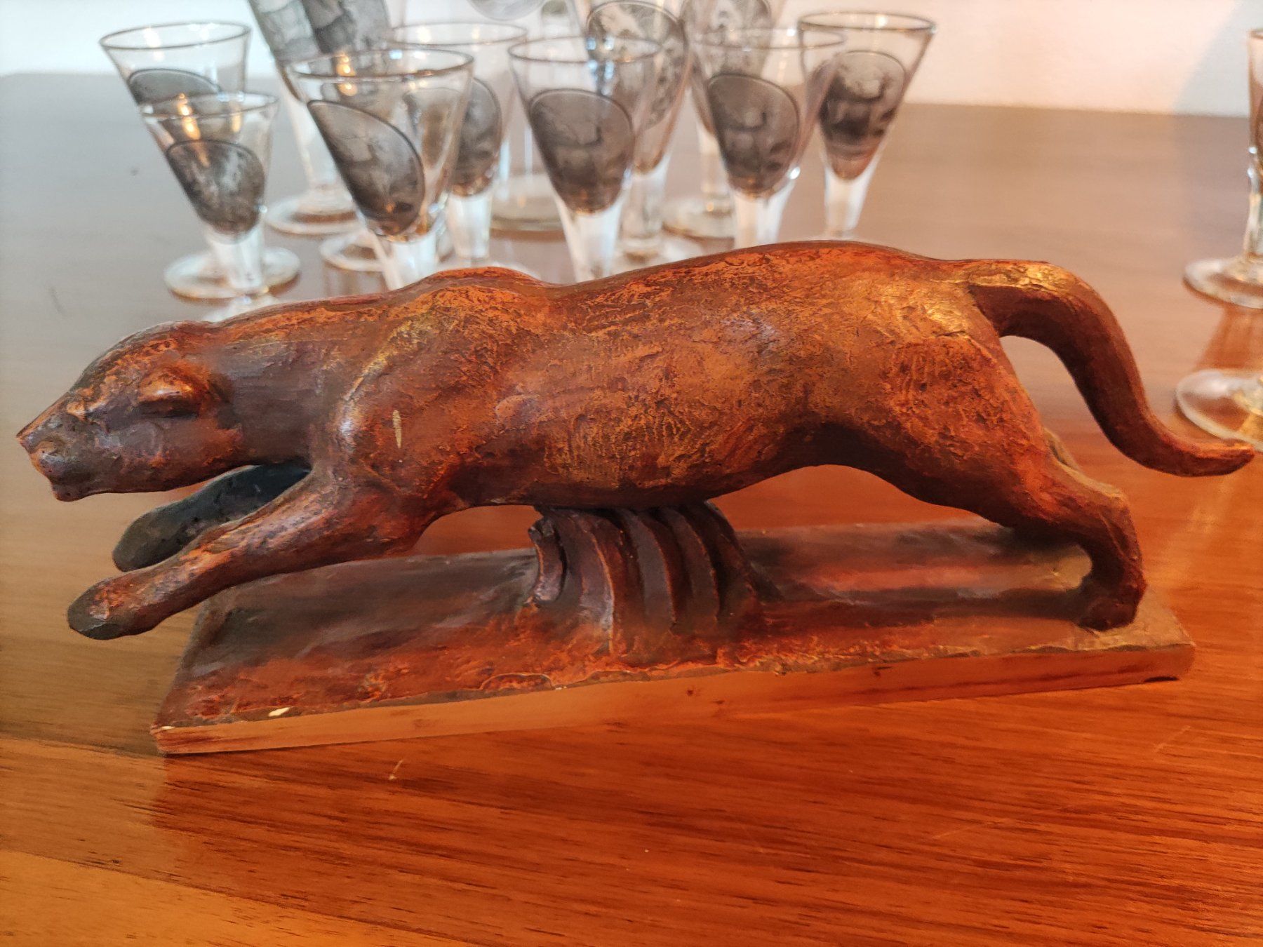 Sculture & Statue: Handgeschnitzte antike Holzskulptur Wildkatze – Usato da Solothurn venduto da Csw1 4