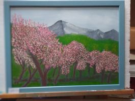 Oelgemälde 33cm x 43xcm Kunststoffwechselrahmen Mandelblüten