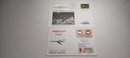 2x Ersttagsbrief 1x Fussball 1970 und 1x Aeroflot 1971