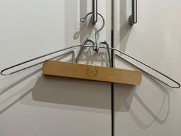 Vintage Kleiderbügel mit Reklame, Holz, 2in1