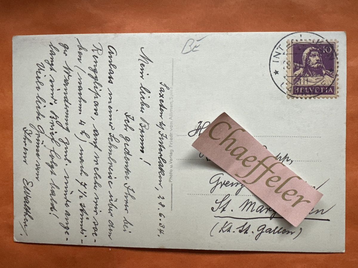 Cartoline postali: 1934 Spiez mit Niesen – Usato da Zürich venduto da Chaeffeler 1