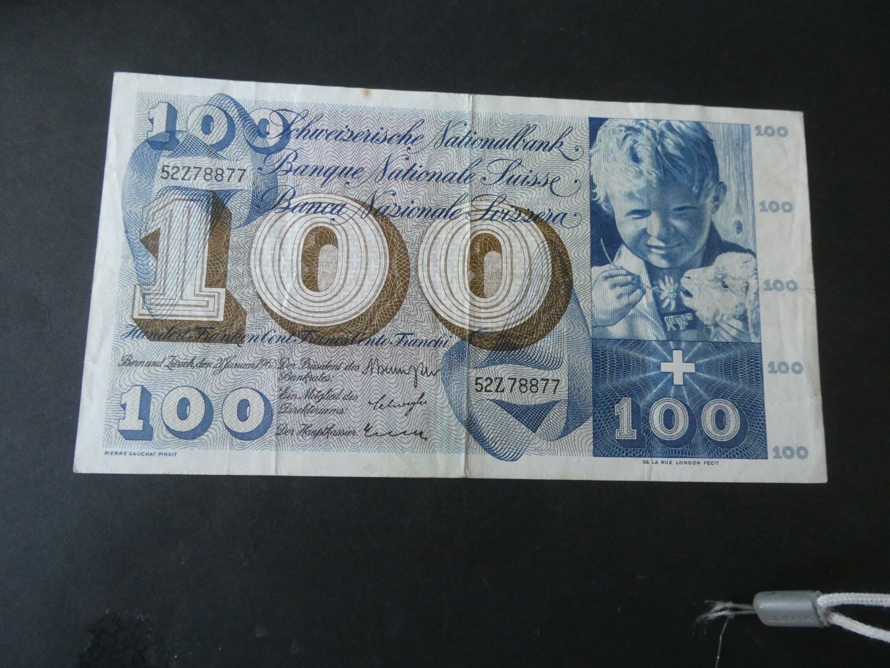 Banconote: Schweiz 1965,  100 Franken – Usato da Hinterforst venduto da Rohusri