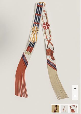 New Rare Hermes Twilly with Leather Fringe