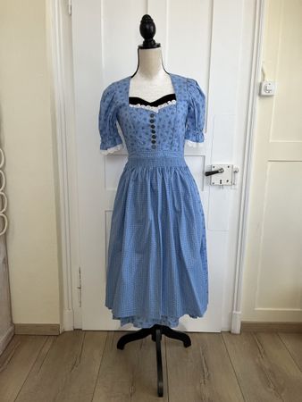 Dirndl Landhaus blau mit Blumenmuster Grösse 38