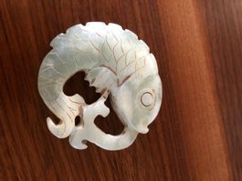 Jade-Anhänger, Glücksbringer Fisch-Motiv, Top Zustand!