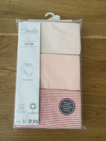 Smile Baby Bodys 3er Set rosa gestreift Grösse 62/68 neu