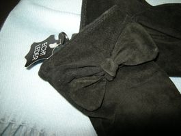 Echt Rauh Leder Handschuhe Gr. M schwarz