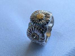 Buccellati Blossoms Ring aus Sterlingsilber mit 3 Diamanten