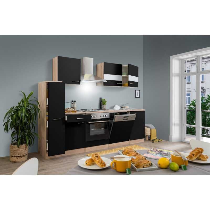 Cucine complete: 288 - Küchenzeile Singleküche 250cm Eiche/Sägerau/Schwarz – Nuovo e nell'imballaggio originale da Wallenwil venduto da toesstalvertrieb 2