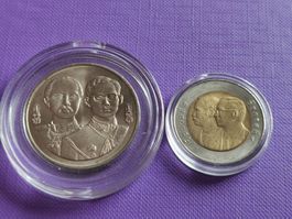 2 Gedenkmünzen König Rama 5 und Rama 9 Thailand.
