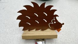 Décoration hérisson marron fixation bois artisanat fait main