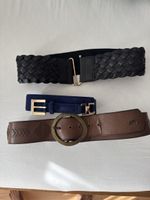 3 Damengürtel Set Leder Wildleder geflochten gebraucht