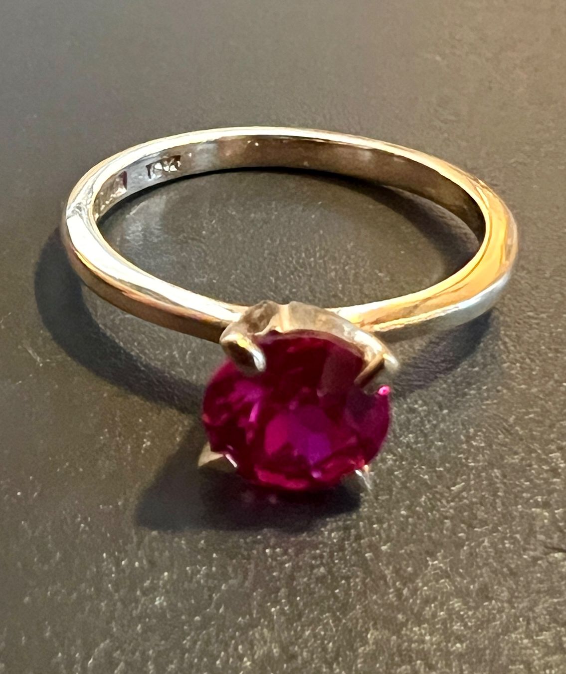 Anelli: Gold-Ring 14K mit synth. Rubin – Usato da Chur venduto da Penting1935 4