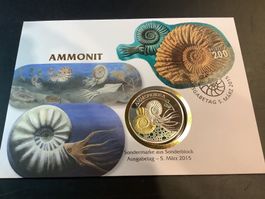 Numisbrief Ammonit Sondermarke und Sondermúnze