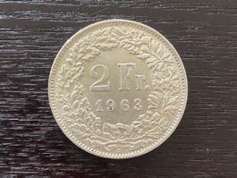 1 x 2 Franken Schweiz 1963 – zirkuliert