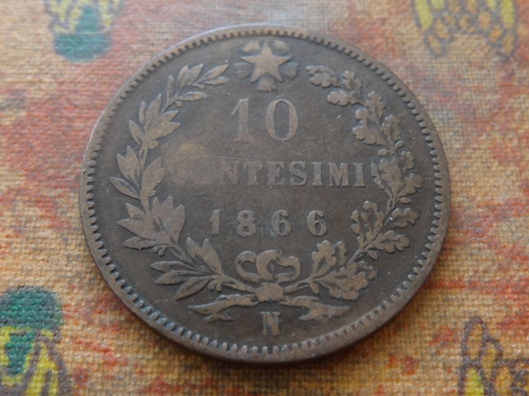 Tutti le monete: ITALIE  10  Centesimi  1866 – Usato da Romanel-sur-Lausanne venduto da Swift13