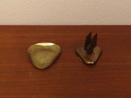 Kl. 50er Jahre Messing Schale  + Streichholzhalter vintage