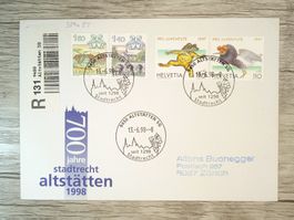 TR63 Enveloppe + Timbre Suisse 1998