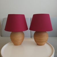 1983-1999 Frankreich "JLG" 2 Keramiklampen mit Rattanüberzug