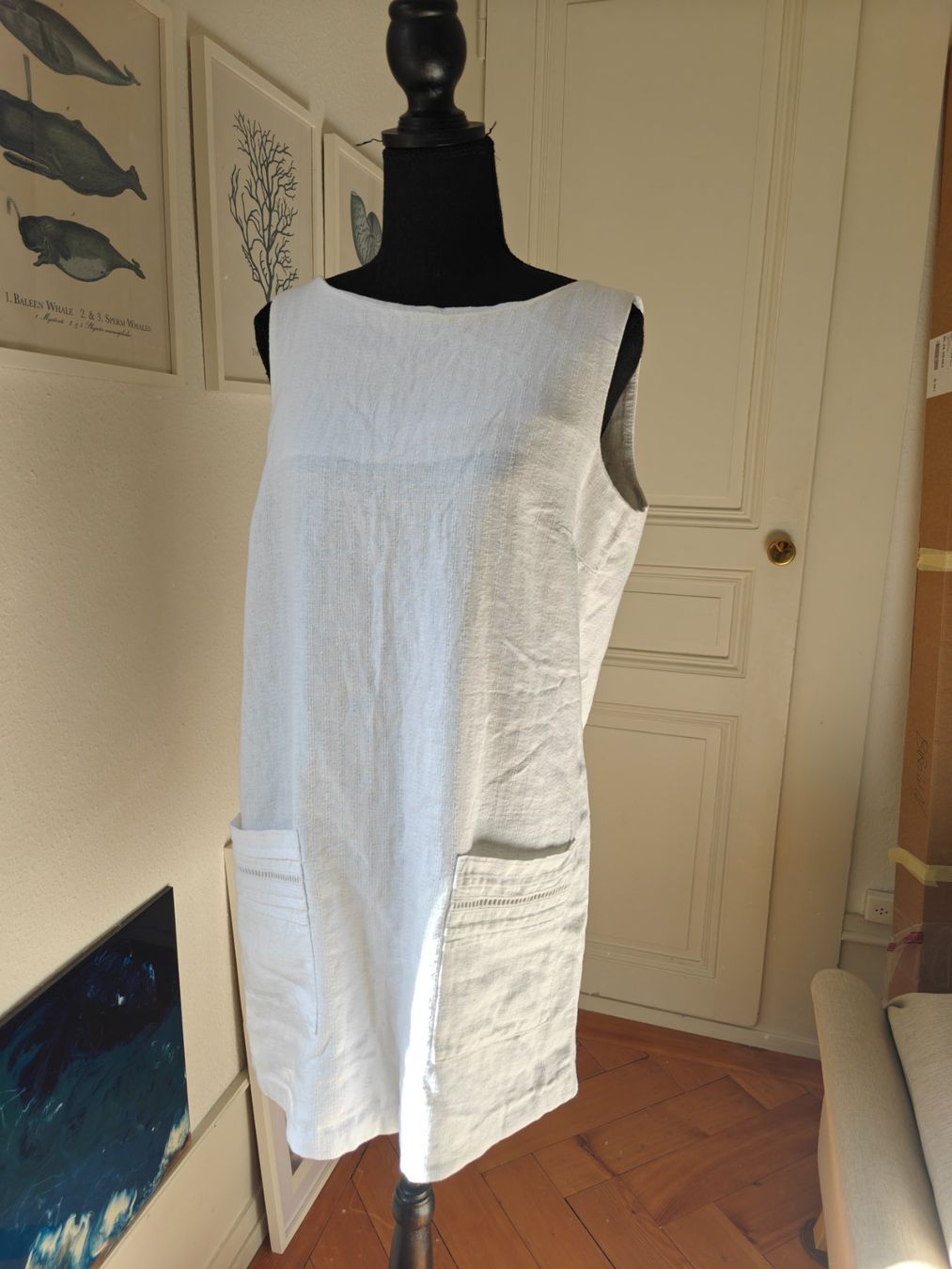 Next Vestiti: Next white cotton shift v-back pockets S – Usato da Geneve venduto da readycat