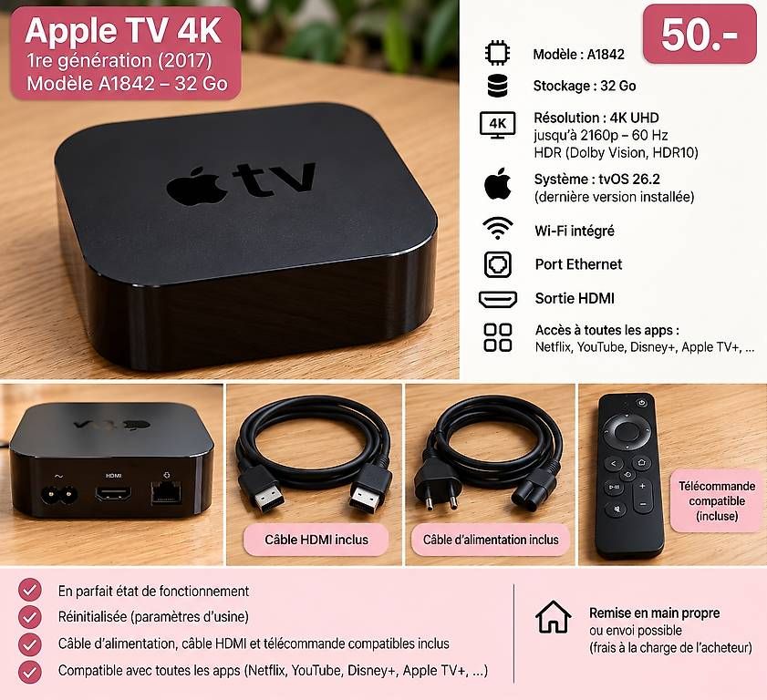 Audio- & Mediensysteme: Apple tv 4K – Gebraucht aus Vionnaz von jen_5bgh