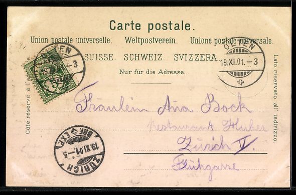 Ansichtskarten: Litho Olten, Postgebäude, Amtshaus, Con – Gebraucht aus Berlin von bartko-reher 1
