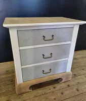 Nachttisch/Kommode Holz/weiss Shabby Chic, 3 Schubladen