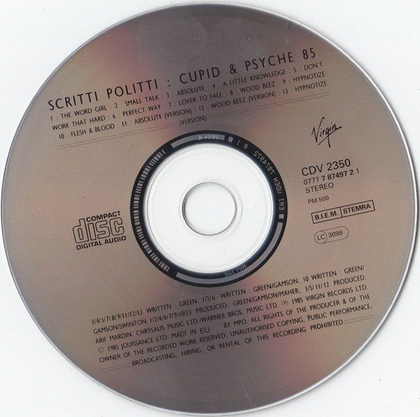 CD: Scritti Politti - Cupid & Psyche 85 - CD - 1985 – Usato da Zürich venduto da Aspri 2