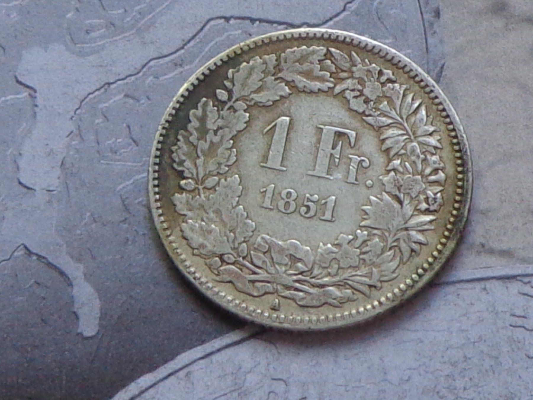 Tutti le monete: 1 Fr. 1851 B - Superbe pièce – Usato da Pully venduto da UCA01
