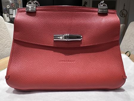 Sac Longchamps cuir foulonné rouge