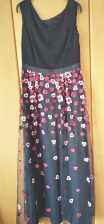 Dunkelblau Pink Abendkleid Gr. 42