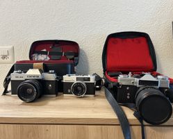 3 Analoge Kameras mit Taschen  KONICA C35&CARENA& ZENIT