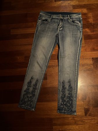 Jeans mit Stickerei und Glitzer, Grösse L