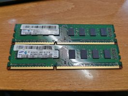 2 Stk. 2 GB DDR3-RAM 240-pin 2Rx8 PC3-10600U non-ECC Samsung