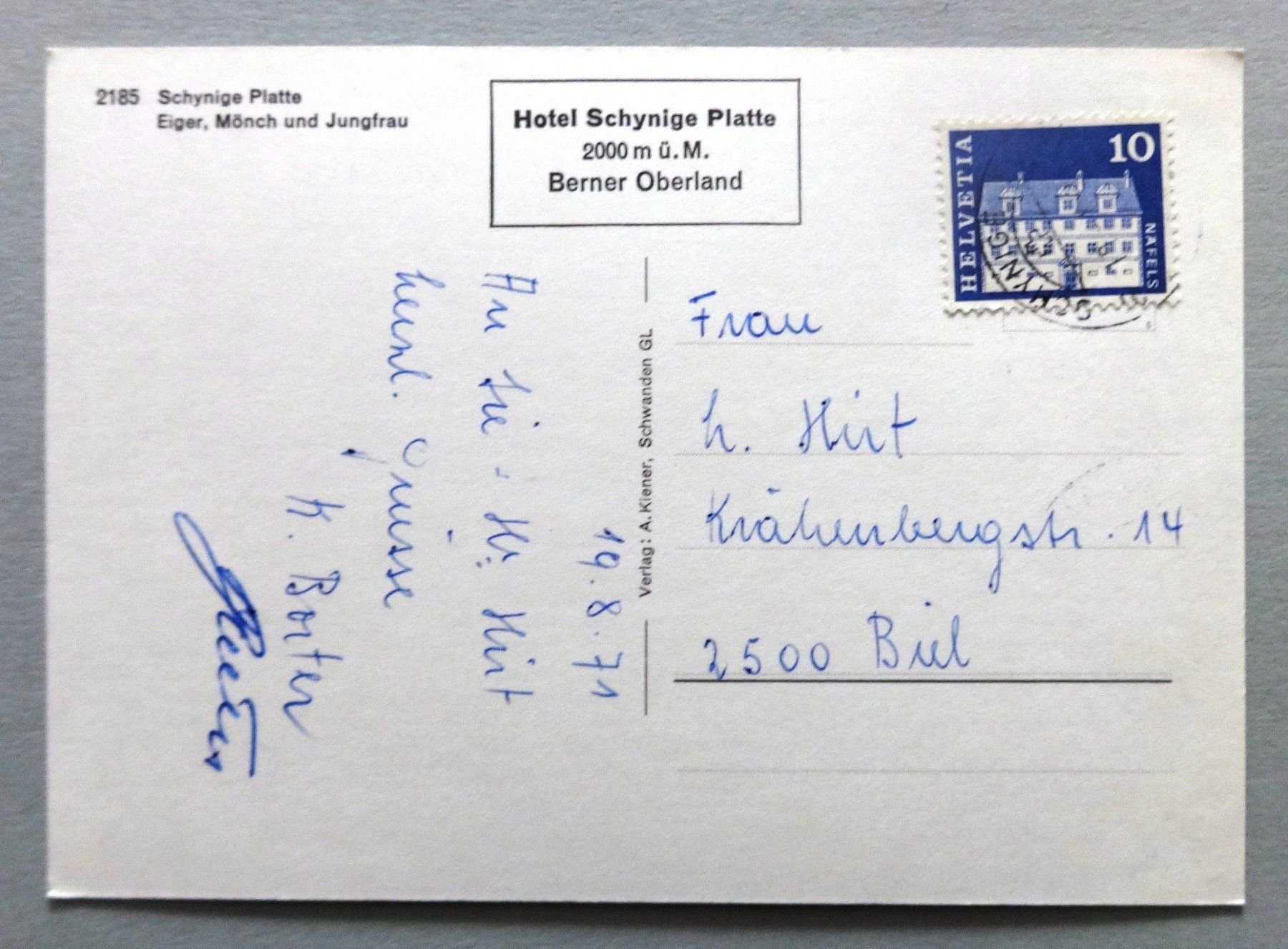 Cartes postales: Schynige Platte, 2000 m ü.M., B.O. – D'occasion à Fétigny par Billy2miny 1