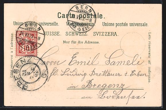 Cartoline postali: Litho Bern, Ortsansicht mit Brücke – Usato da Berlin venduto da bartko-reher 1