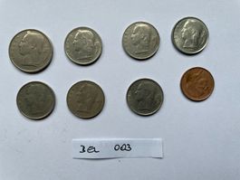 8 Münzen aus Belgien 1952 - 1974