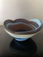 Glas Schale handgefertigt Braun Blau