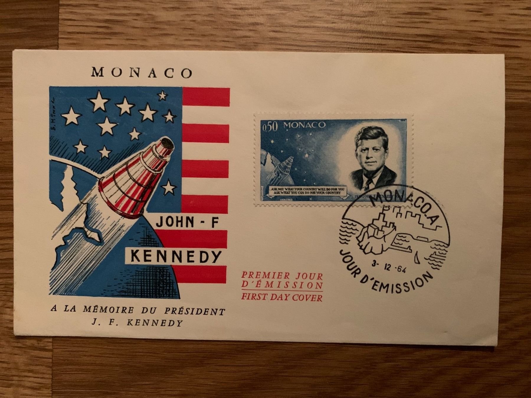 Tutti i francobolli: FDC John-F Kennedy, 3.12.64 Monaco.A – Usato da Landquart venduto da interesse63