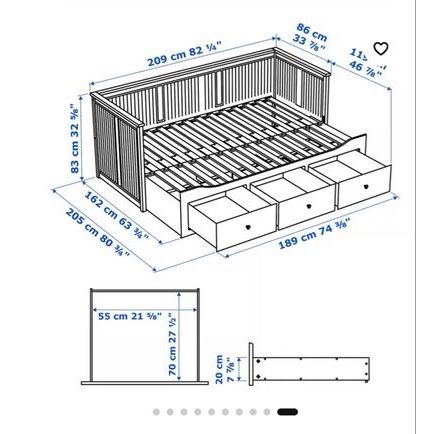 Lits: Lit banquette 2 places HEMNES IKEA blanc – D'occasion à Nyon par jul2111 5