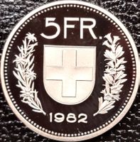 5 Franken Schweiz 1982 pp / aus Münzsatz/in einer Münzkapsel