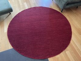 Wollteppich rund rot Durchmesser 148cm